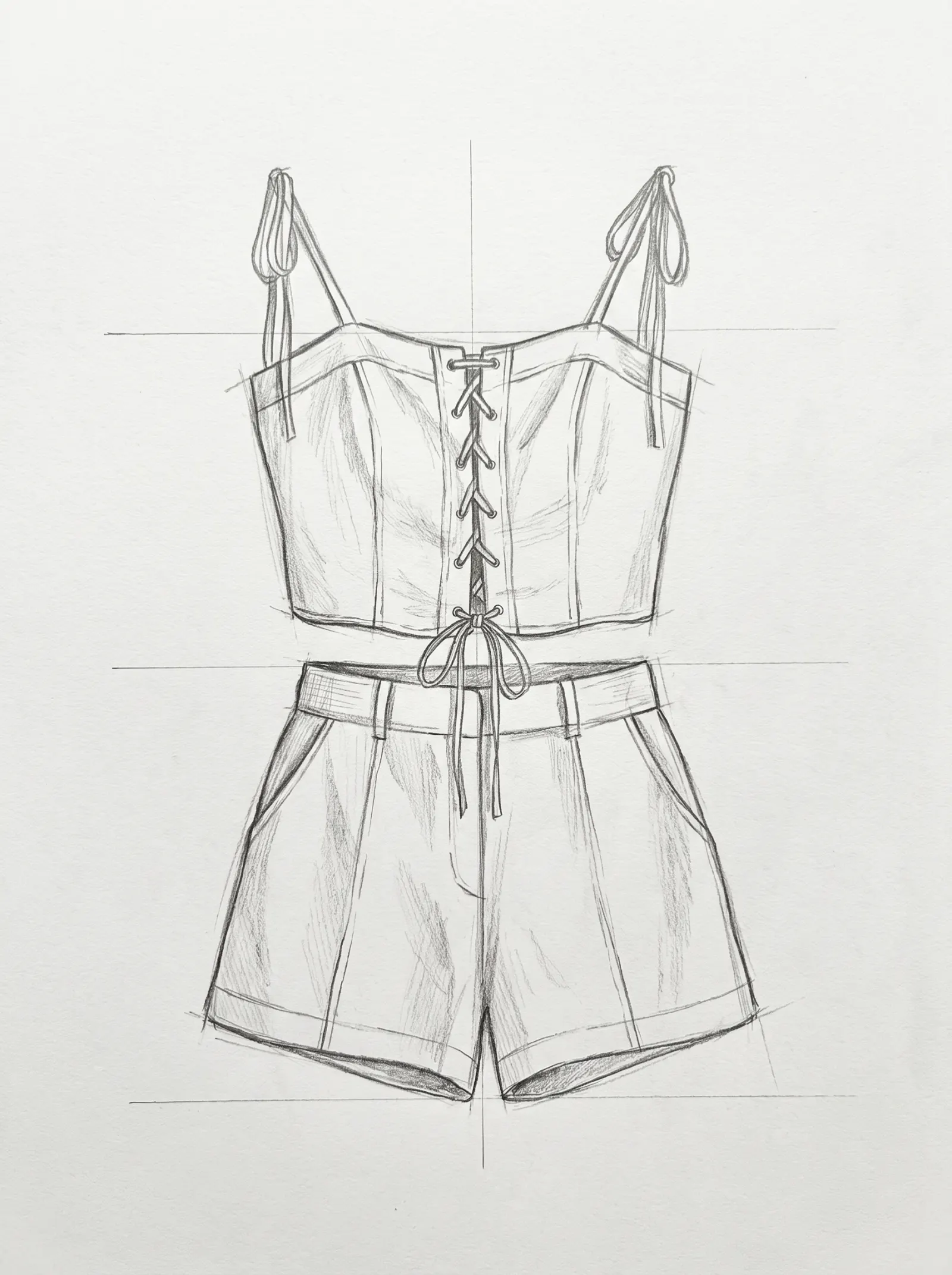 Boceto a lápiz de Conjunto Correas