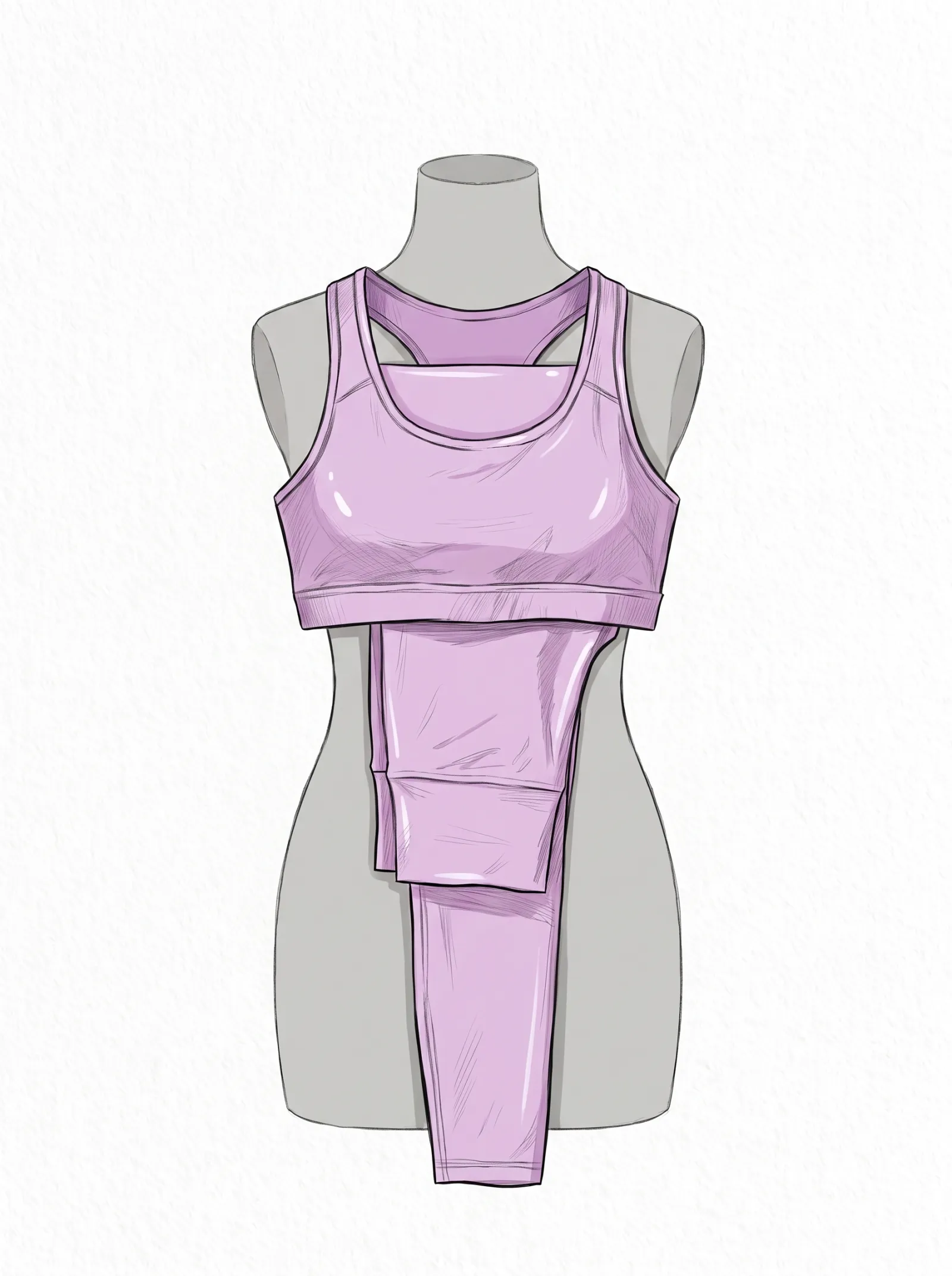 Boceto a color de Conjunto Gym Lila