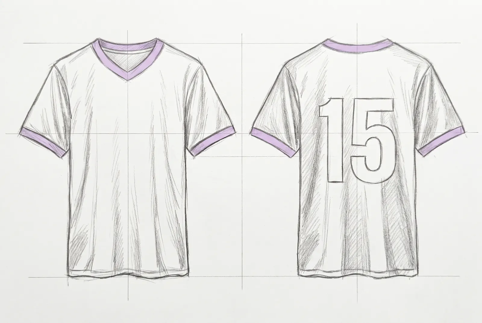 Boceto a lápiz de Jersey 15, frente y espalda