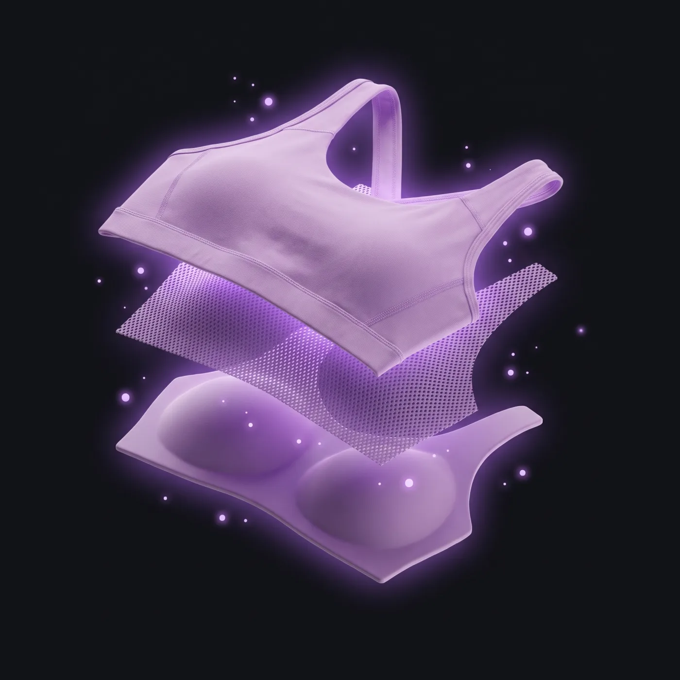 Capas de la tela de Top Deportivo Prisma, separadas